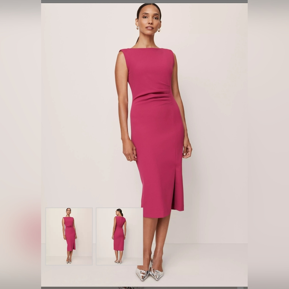 Elegant Pink Sleeveless Midi Dress